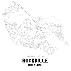 Fototapeta na wymiar Rockville Maryland. US street map with black and white lines.