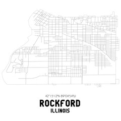 Rockford Illinois. US street map with black and white lines.