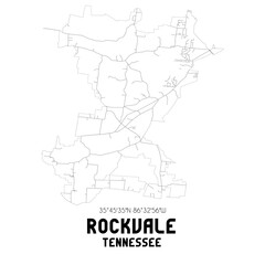 Rockvale Tennessee. US street map with black and white lines.