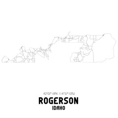 Rogerson Idaho. US street map with black and white lines.