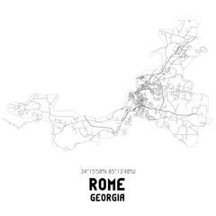 Fototapeta na wymiar Rome Georgia. US street map with black and white lines.