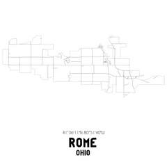 Rome Ohio. US street map with black and white lines.