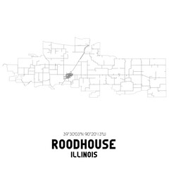 Roodhouse Illinois. US street map with black and white lines.