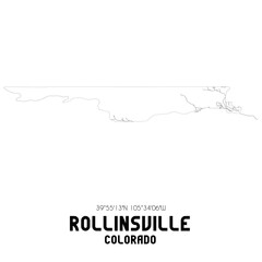 Rollinsville Colorado. US street map with black and white lines.