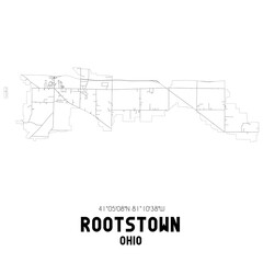 Rootstown Ohio. US street map with black and white lines.