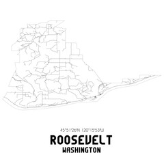 Roosevelt Washington. US street map with black and white lines.