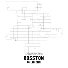 Rosston Oklahoma. US street map with black and white lines.