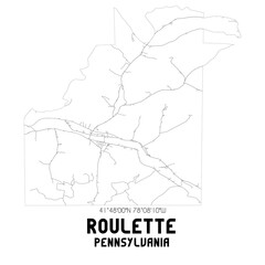 Roulette Pennsylvania. US street map with black and white lines.