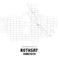 Rothsay Minnesota. US street map with black and white lines.