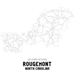 Rougemont North Carolina. US street map with black and white lines.