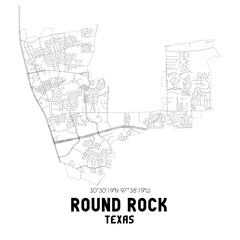 Fototapeta na wymiar Round Rock Texas. US street map with black and white lines.