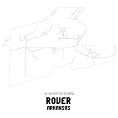 Rover Arkansas. US street map with black and white lines.
