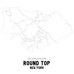 Round Top New York. US street map with black and white lines.
