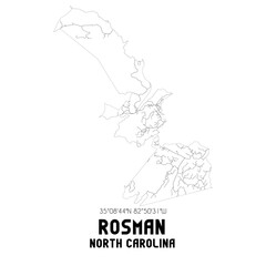 Rosman North Carolina. US street map with black and white lines.