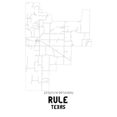 Rule Texas. US street map with black and white lines.