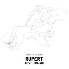 Rupert West Virginia. US street map with black and white lines.