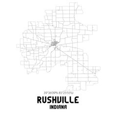Obraz premium Rushville Indiana. US street map with black and white lines.