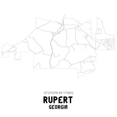 Rupert Georgia. US street map with black and white lines.