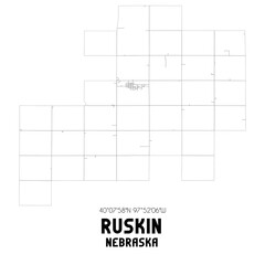 Fototapeta premium Ruskin Nebraska. US street map with black and white lines.