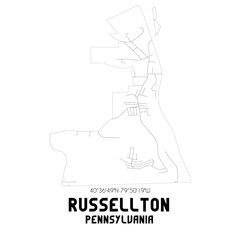 Russellton Pennsylvania. US street map with black and white lines.
