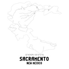 Sacramento New Mexico. US street map with black and white lines.