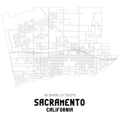 Obraz premium Sacramento California. US street map with black and white lines.