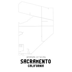 Sacramento California. US street map with black and white lines.