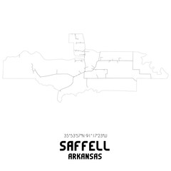 Saffell Arkansas. US street map with black and white lines.