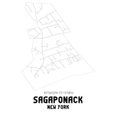 Sagaponack New York. US street map with black and white lines.