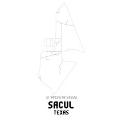 Sacul Texas. US street map with black and white lines.