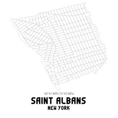 Saint Albans New York. US street map with black and white lines.