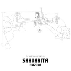 Sahuarita Arizona. US street map with black and white lines.
