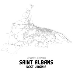 Saint Albans West Virginia. US street map with black and white lines.