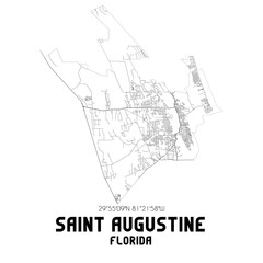 Saint Augustine Florida. US street map with black and white lines. - obrazy, fototapety, plakaty