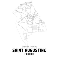 Fototapeta na wymiar Saint Augustine Florida. US street map with black and white lines.