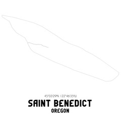 Saint Benedict Oregon. US street map with black and white lines.
