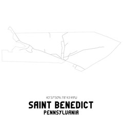 Saint Benedict Pennsylvania. US street map with black and white lines.