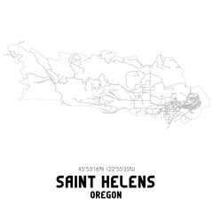 Saint Helens Oregon. US street map with black and white lines.