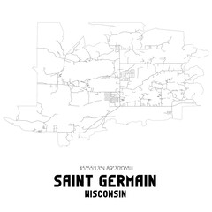 Saint Germain Wisconsin. US street map with black and white lines.