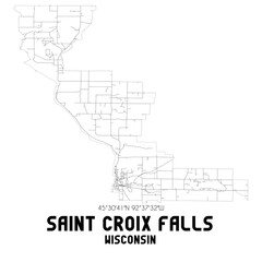 Saint Croix Falls Wisconsin. US street map with black and white lines.