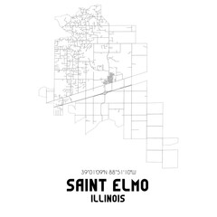 Saint Elmo Illinois. US street map with black and white lines.