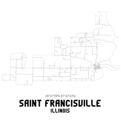 Saint Francisville Illinois. US street map with black and white lines.