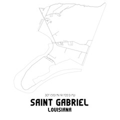 Saint Gabriel Louisiana. US street map with black and white lines.