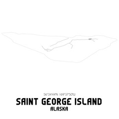 Saint George Island Alaska. US street map with black and white lines.