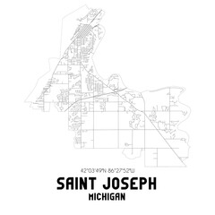 Fototapeta na wymiar Saint Joseph Michigan. US street map with black and white lines.