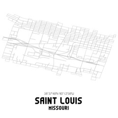 Saint Louis Missouri. US street map with black and white lines.