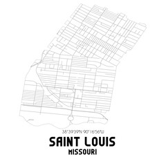 Saint Louis Missouri. US street map with black and white lines.
