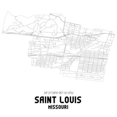 Saint Louis Missouri. US street map with black and white lines.