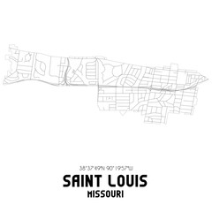 Saint Louis Missouri. US street map with black and white lines.