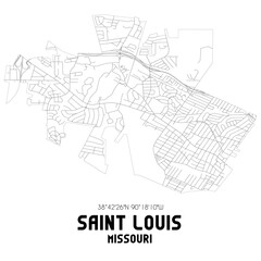 Fototapeta na wymiar Saint Louis Missouri. US street map with black and white lines.